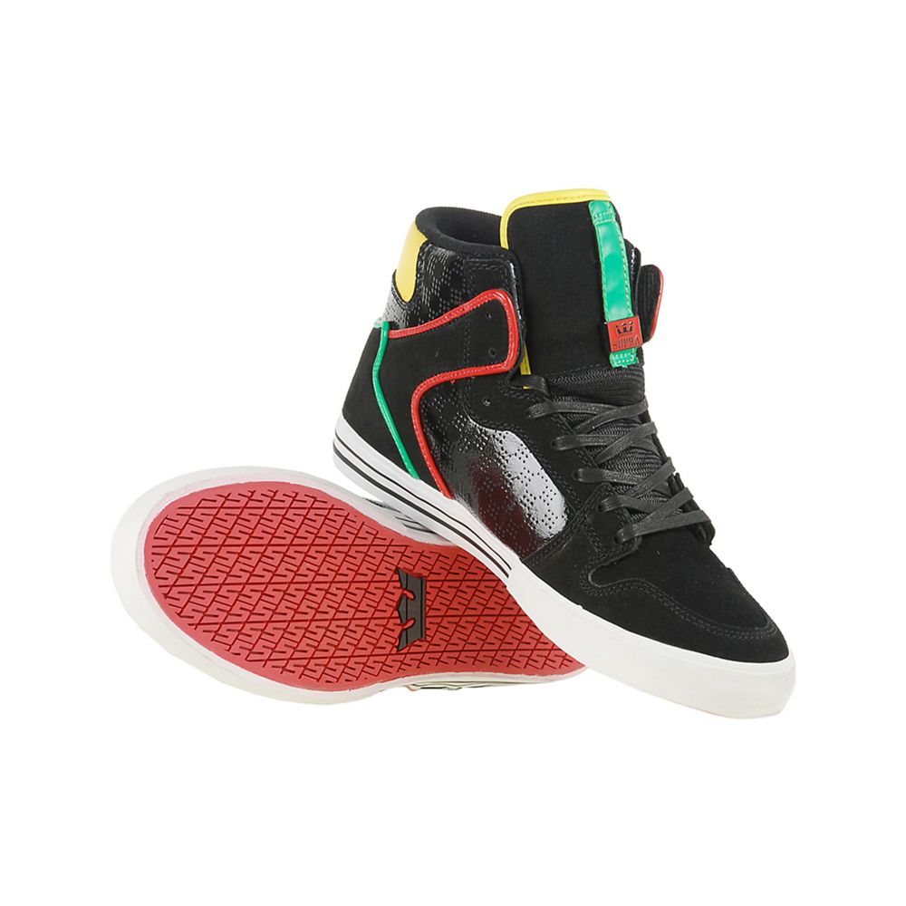 Baskets Montantes Supra Vaider Noir Jaune Black Rasta Homme | GAH-71185985